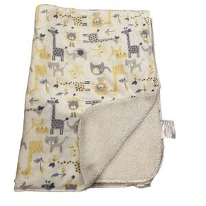 SL Home Fashions Baby Blanket Giraffe Lion Cat Elephant Gray White Yellow Sherpa